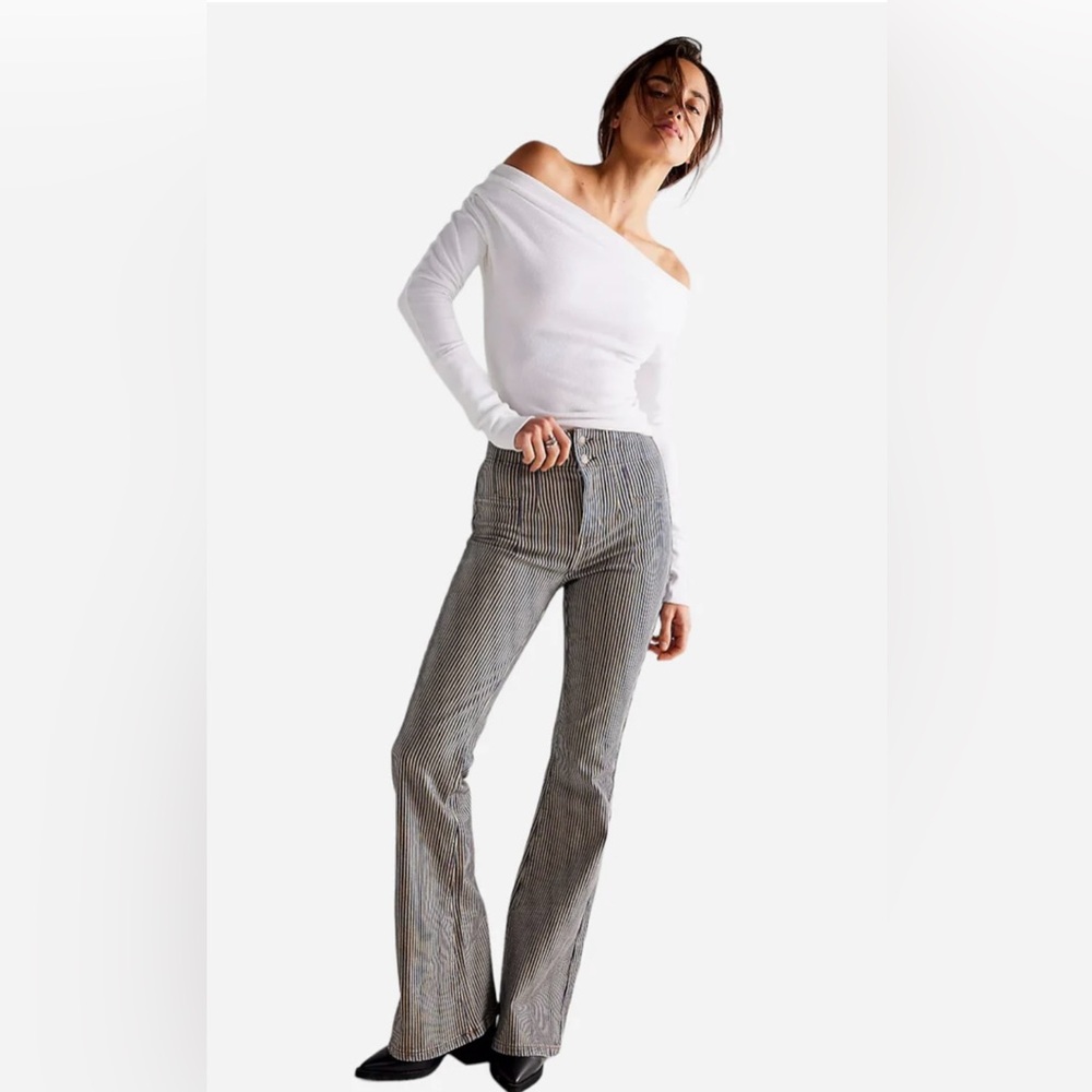 NWT Free People Jayde High Rise Flare Railroad Pants